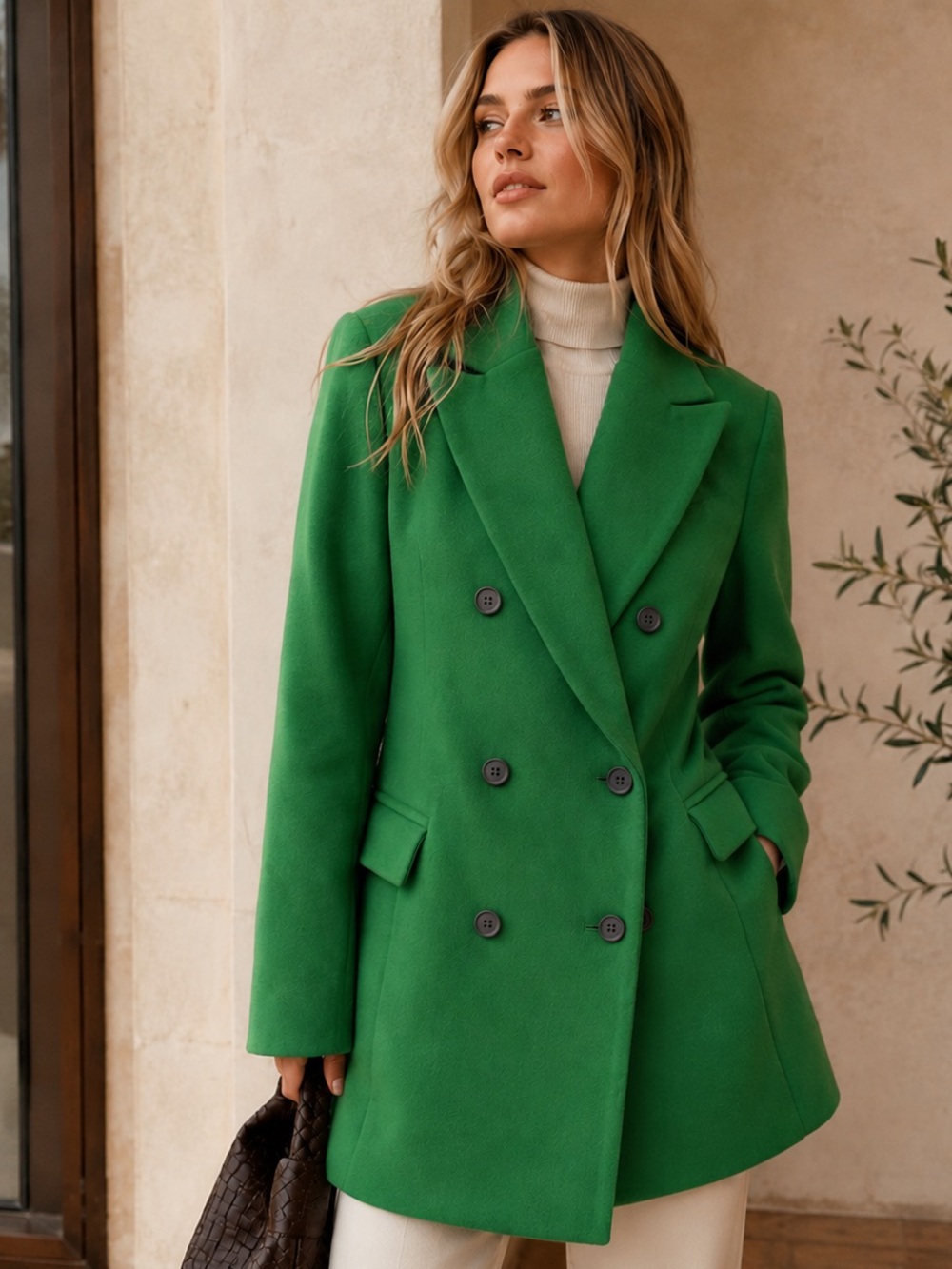 NAK21 Double Breasted Green Peacoat Jacket Large Tailored Korean Fashion